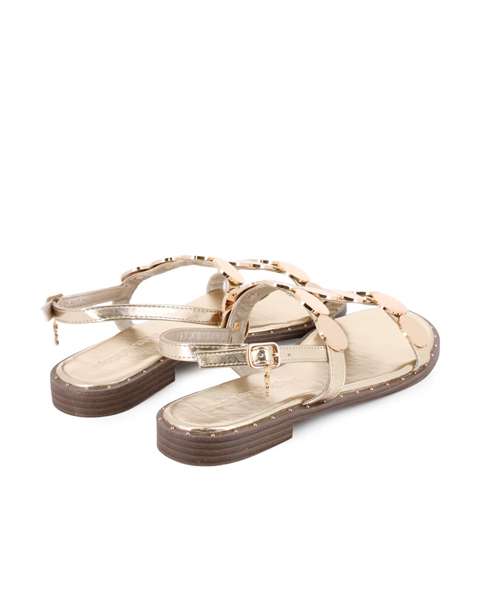 Sandalias Planas Blogger Tini Dorado Mujer
