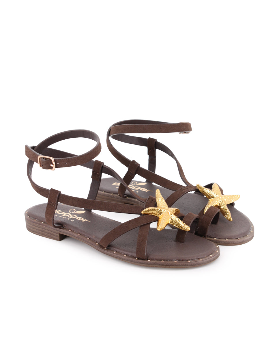 Sandalias Planas Blogger Bluma Marrón Mujer