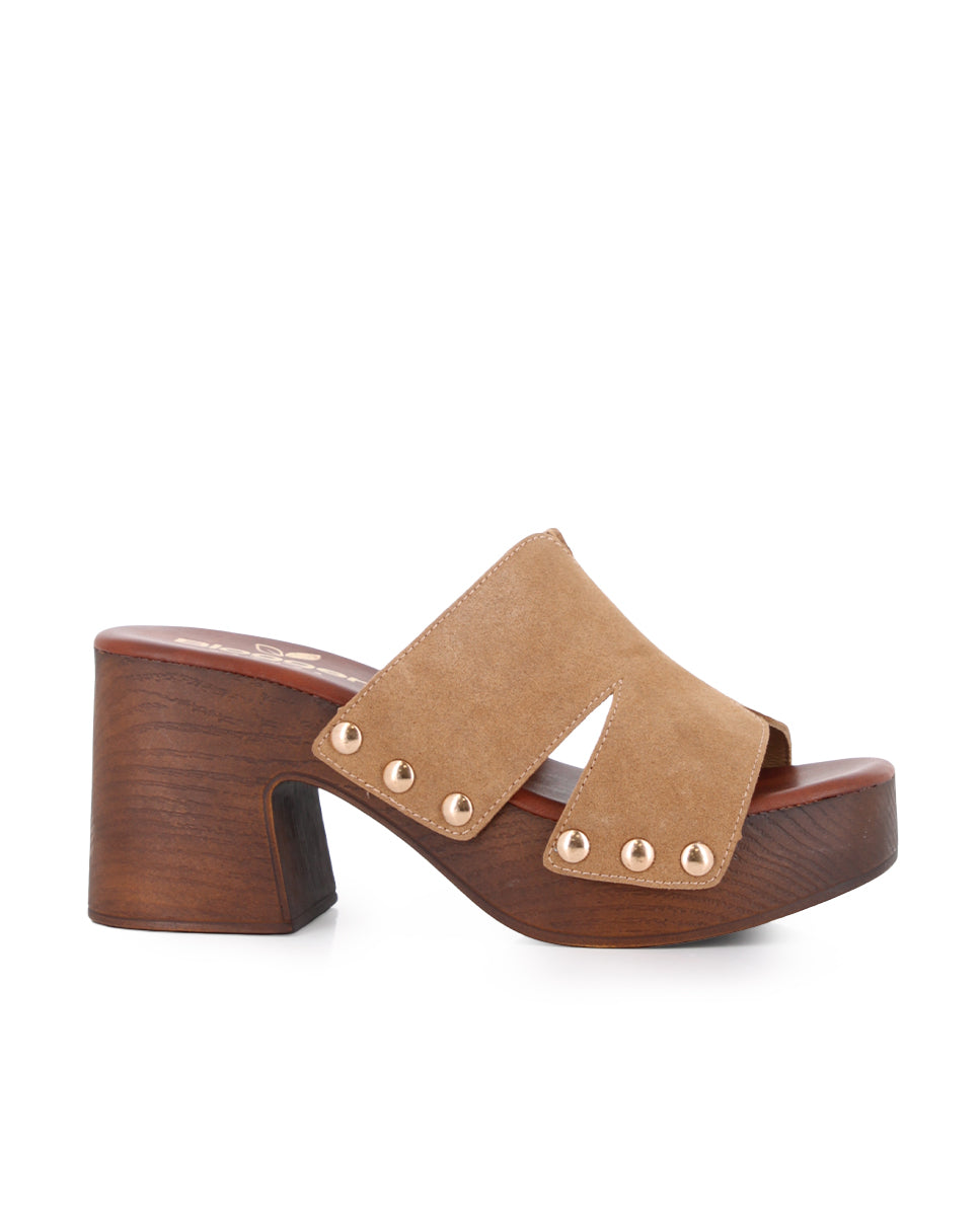 Zuecos de Tacón Blogger Elmi Camel Mujer