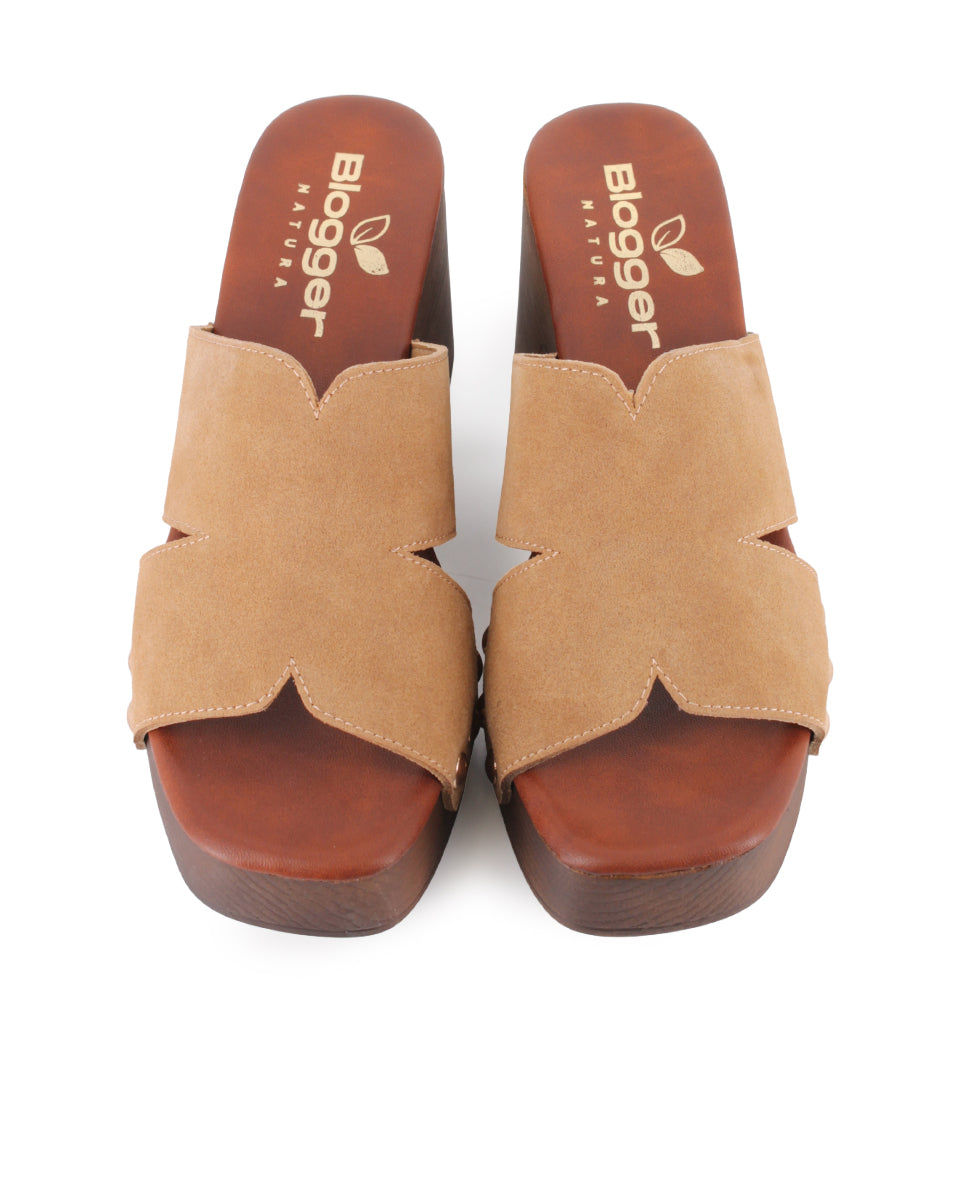 Zuecos de Tacón Blogger Elmi Camel Mujer