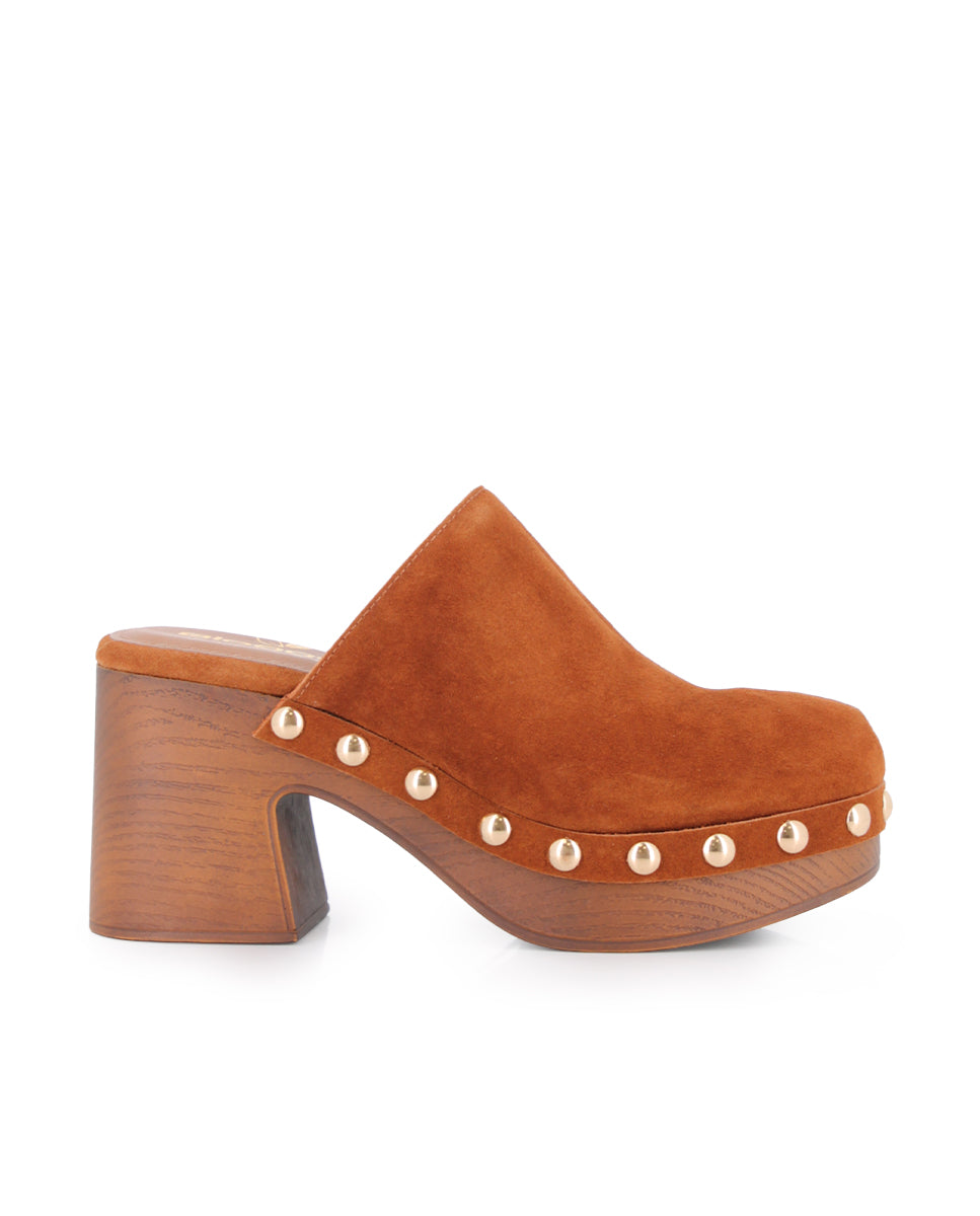 Zuecos Cerrados de Tacón Blogger Florit Camel Mujer