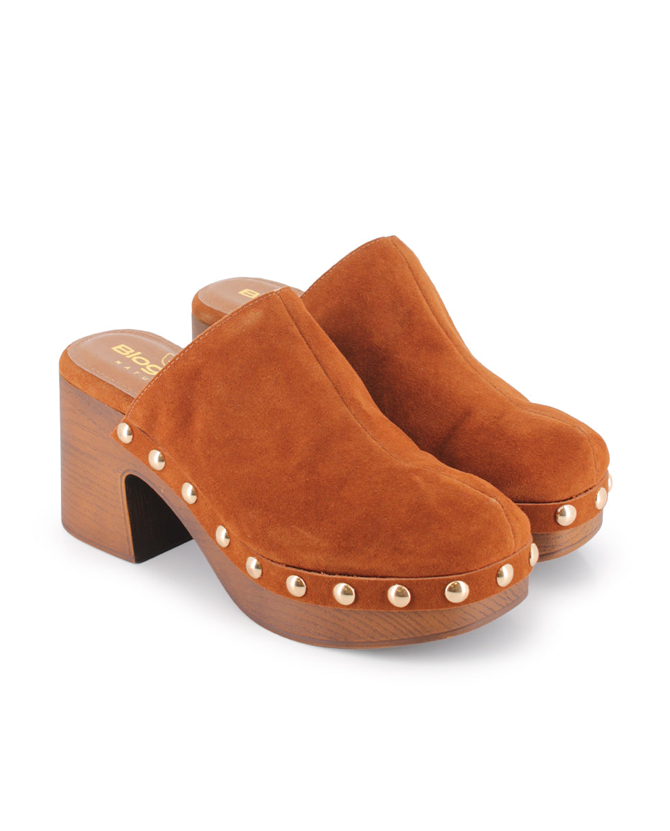 Zuecos Cerrados de Tacón Blogger Florit Camel Mujer