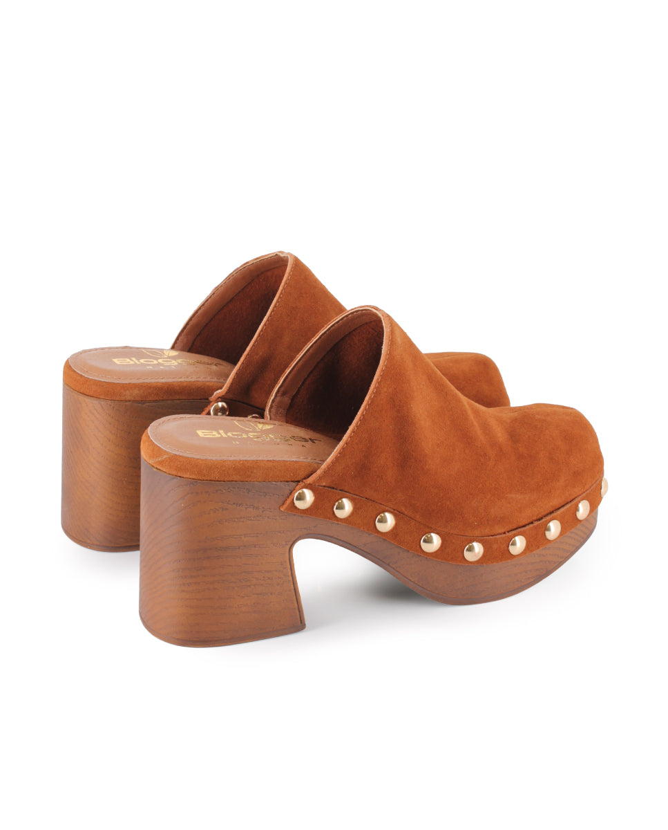 Zuecos Cerrados de Tacón Blogger Florit Camel Mujer