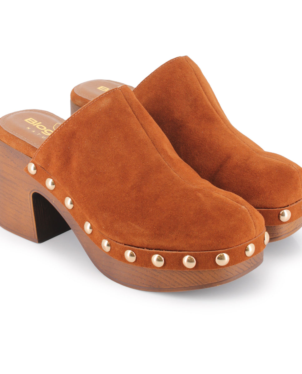 Zuecos Cerrados de Tacón Blogger Florit Camel Mujer