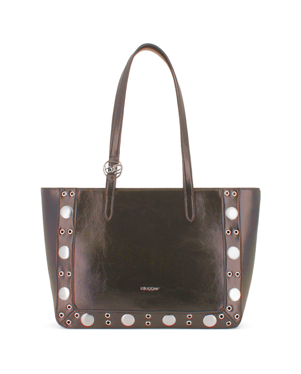 Bolso Blogger Violeta Marrón Mujer